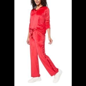 Comfort Code Women's 2 Piece Silky Velvet Satin Sleep Set Ruby - Regular